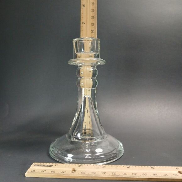 Vintage Clear Thick Glass Tapered Candle Holder / Candlestick ?Indiana Glass? - Picture 7 of 7